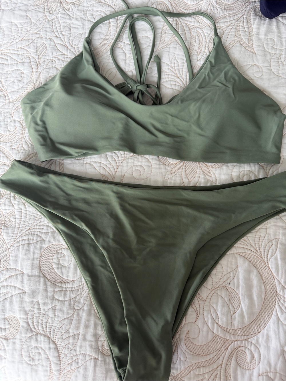 Olive Green Women's Strappy Bikini Set